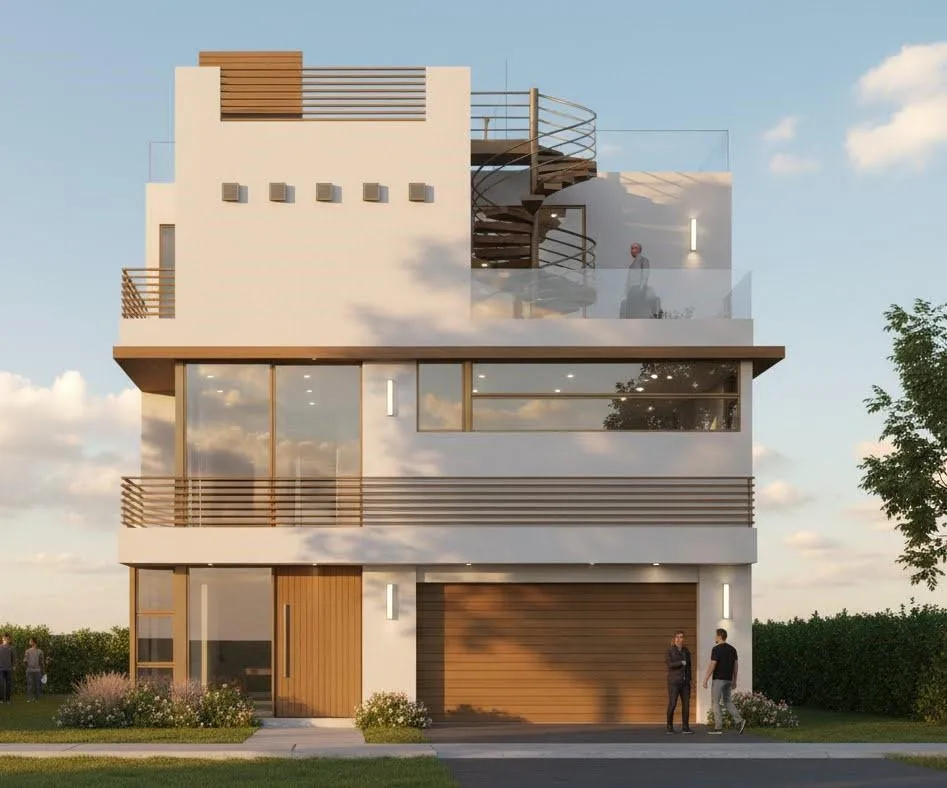 AI generated image of 2 units that can be built off the architectural drawings