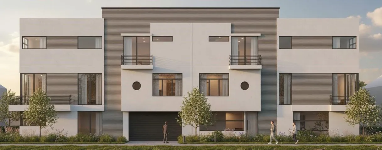 AI generated image of 2 units that can be built off the architectural drawings