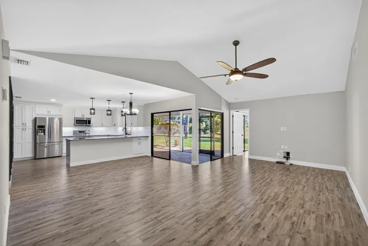 Open concept w/vaulted ceiling.