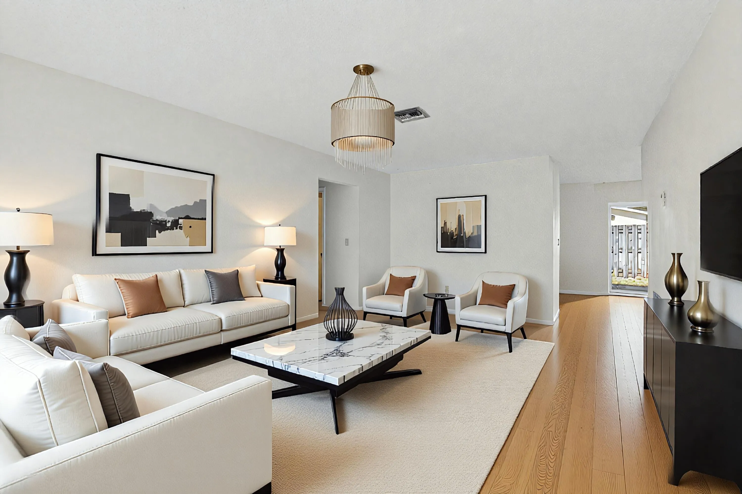 Virtually Staged Entry Living Area