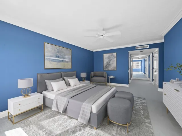 Virtually staged primary suite