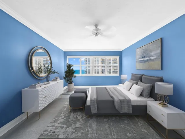 Virtually staged primary suite