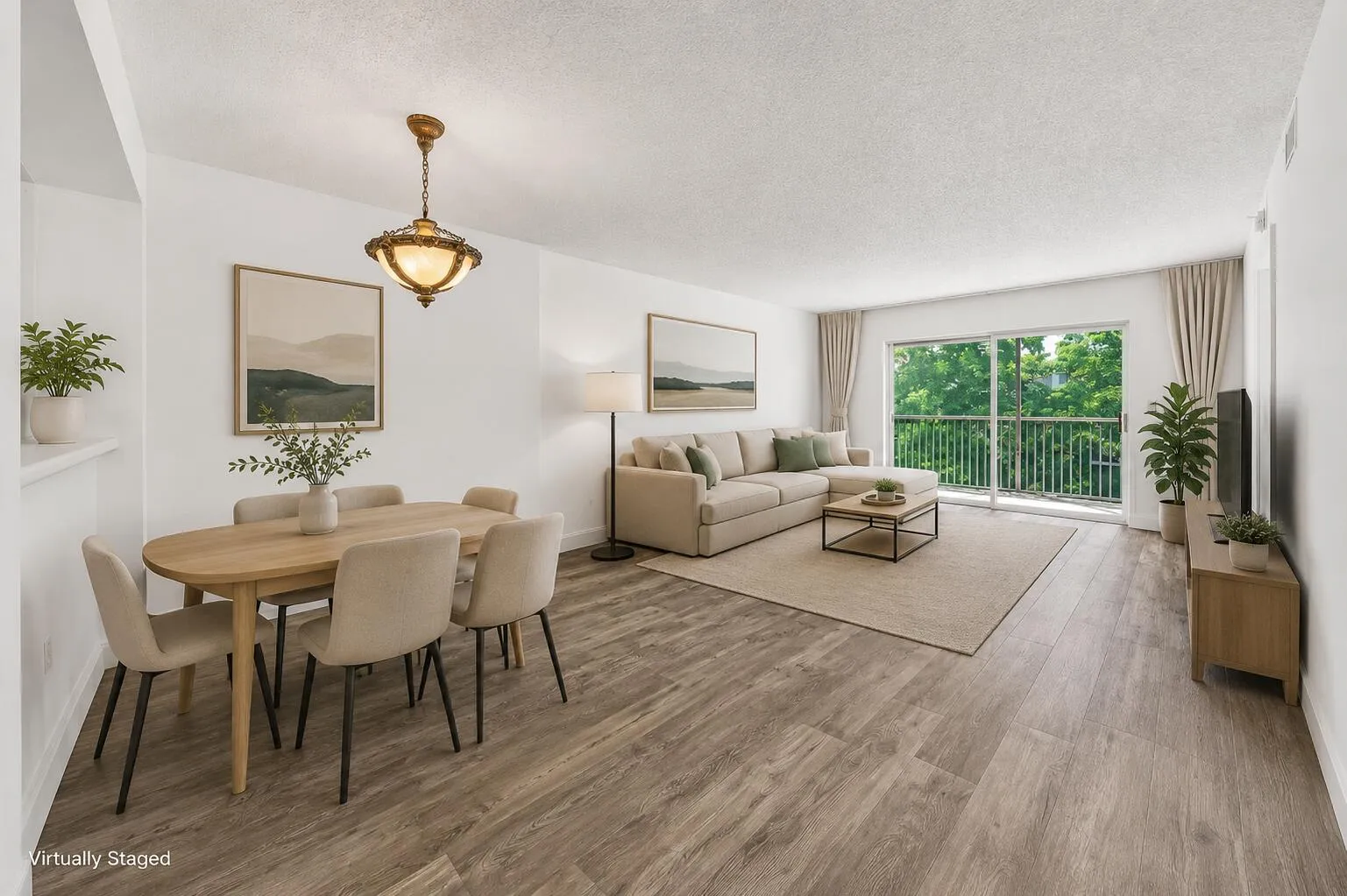 Living room virtually staged
