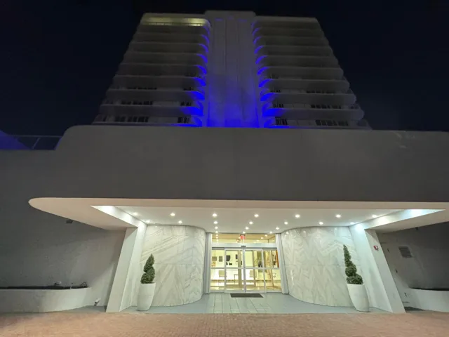 Elegant Building lit at night