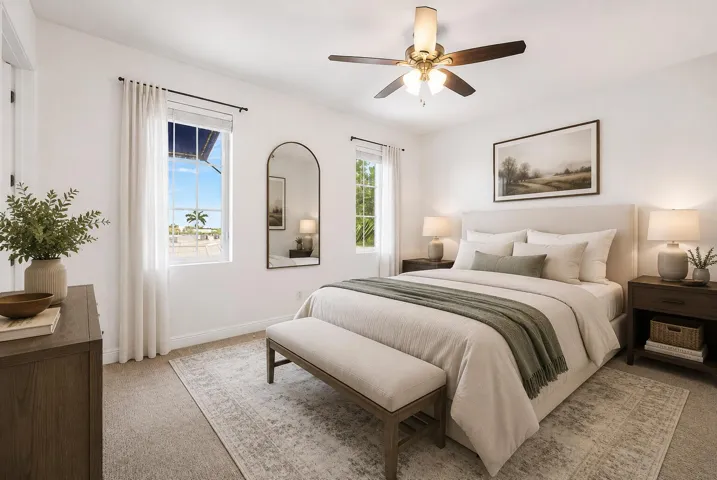 Virtually rendered upstairs guest bedroo