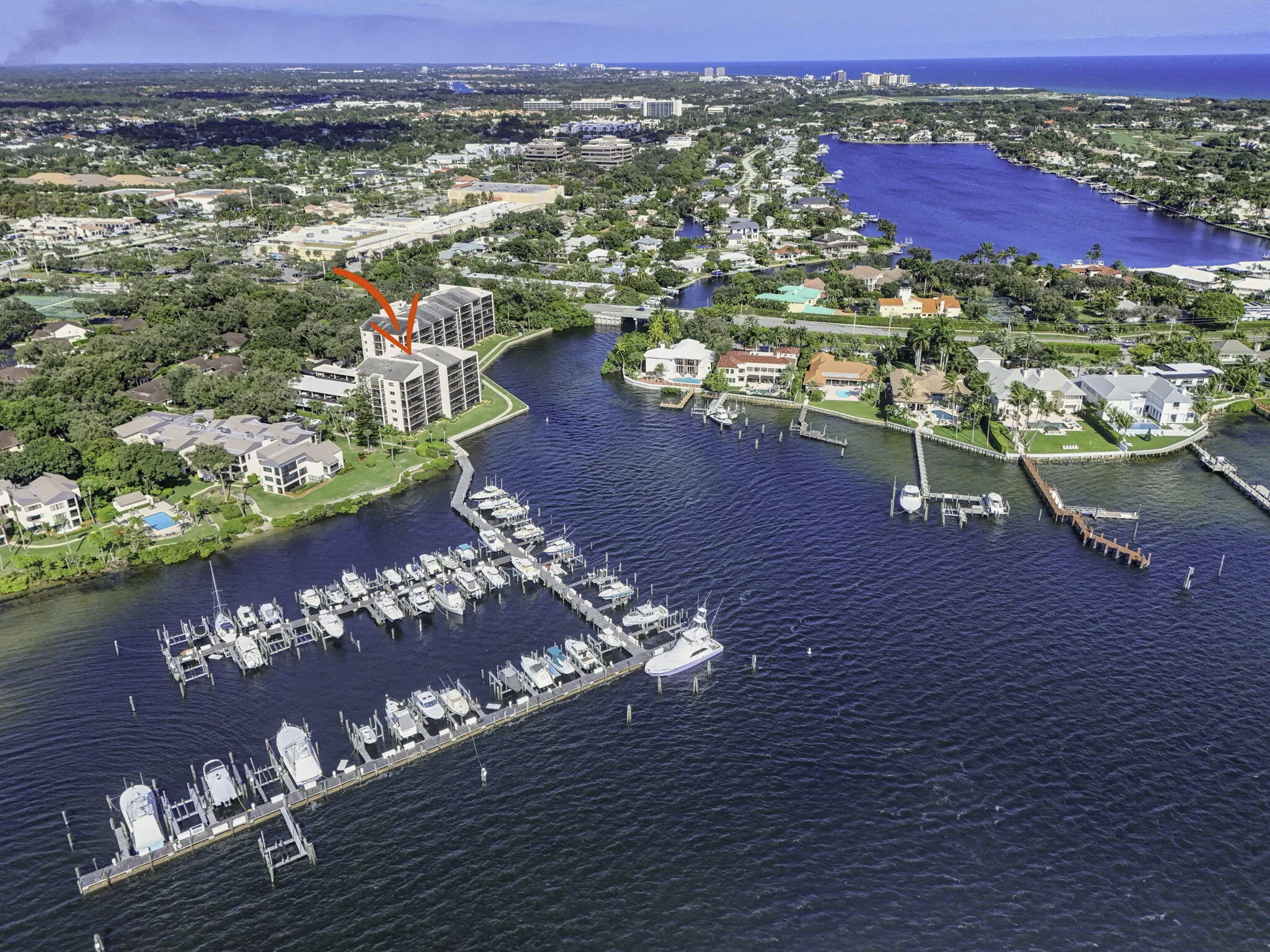 Unit is steps from the private marina