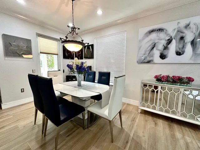 Dining area and door to the patio