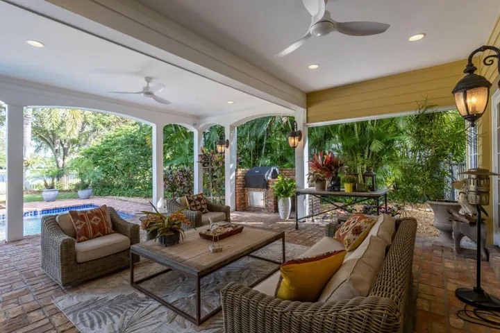 Covered outdoor kitchen and sitting area