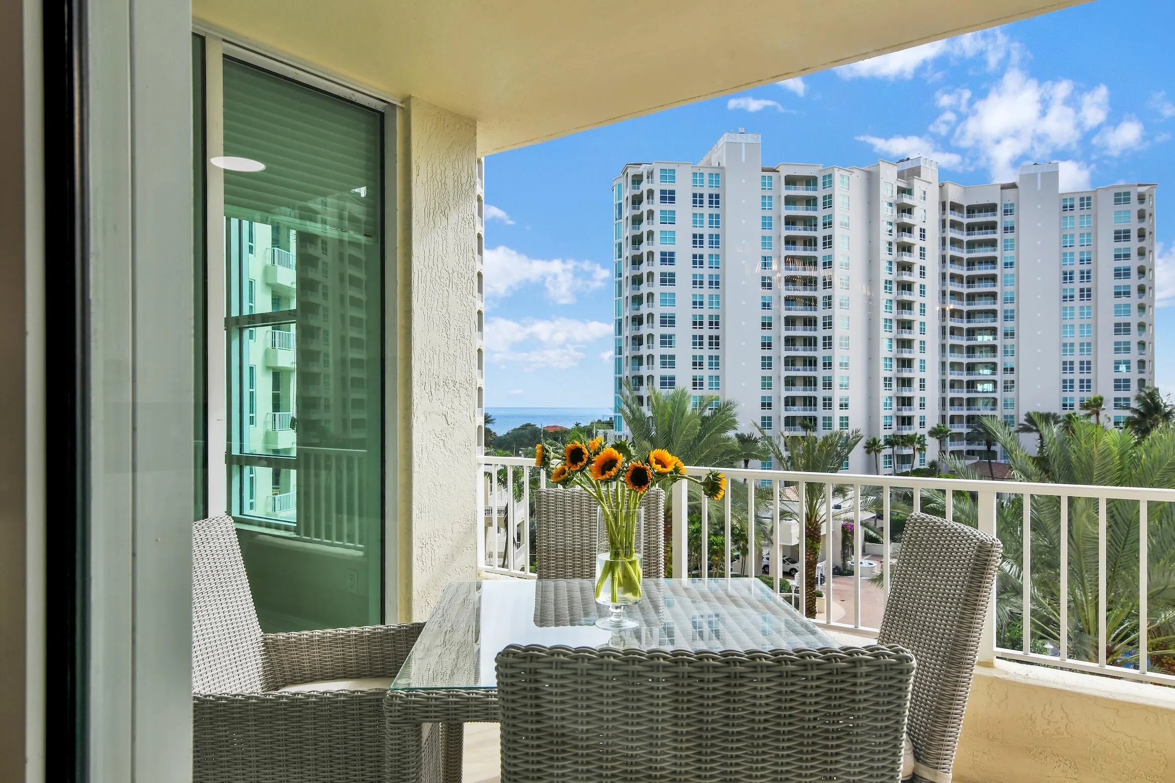 Enjoy morning beverage or afternoon coctail on a sun-soaked terrace with Ocean and tropical views.