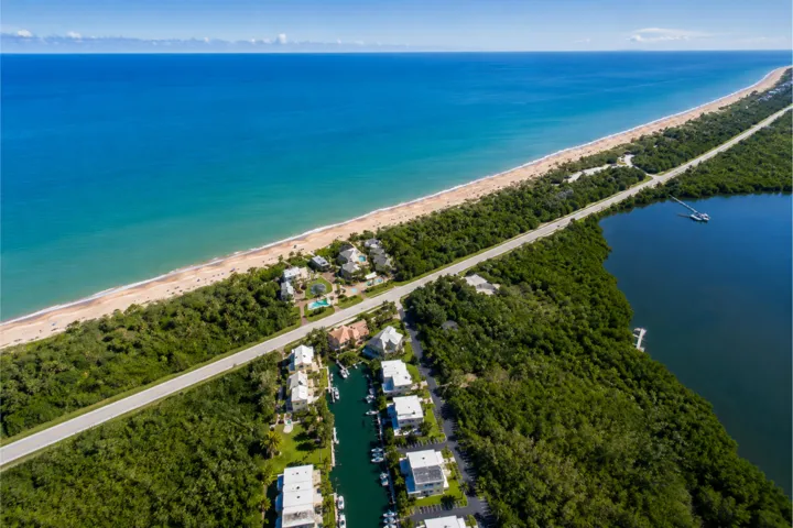 Coastal oasis with marina and beach
