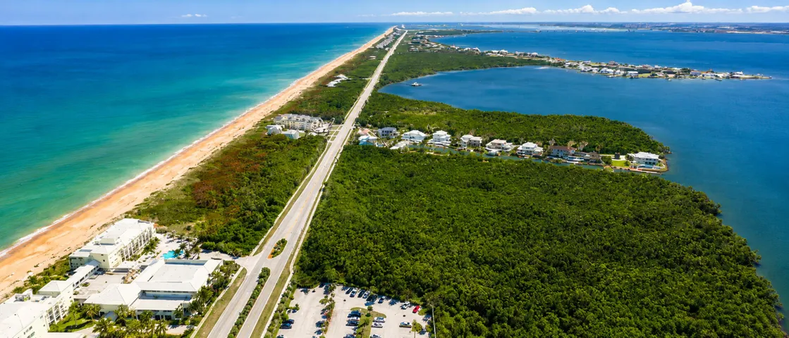 South Coastal road and beachfront resort vista