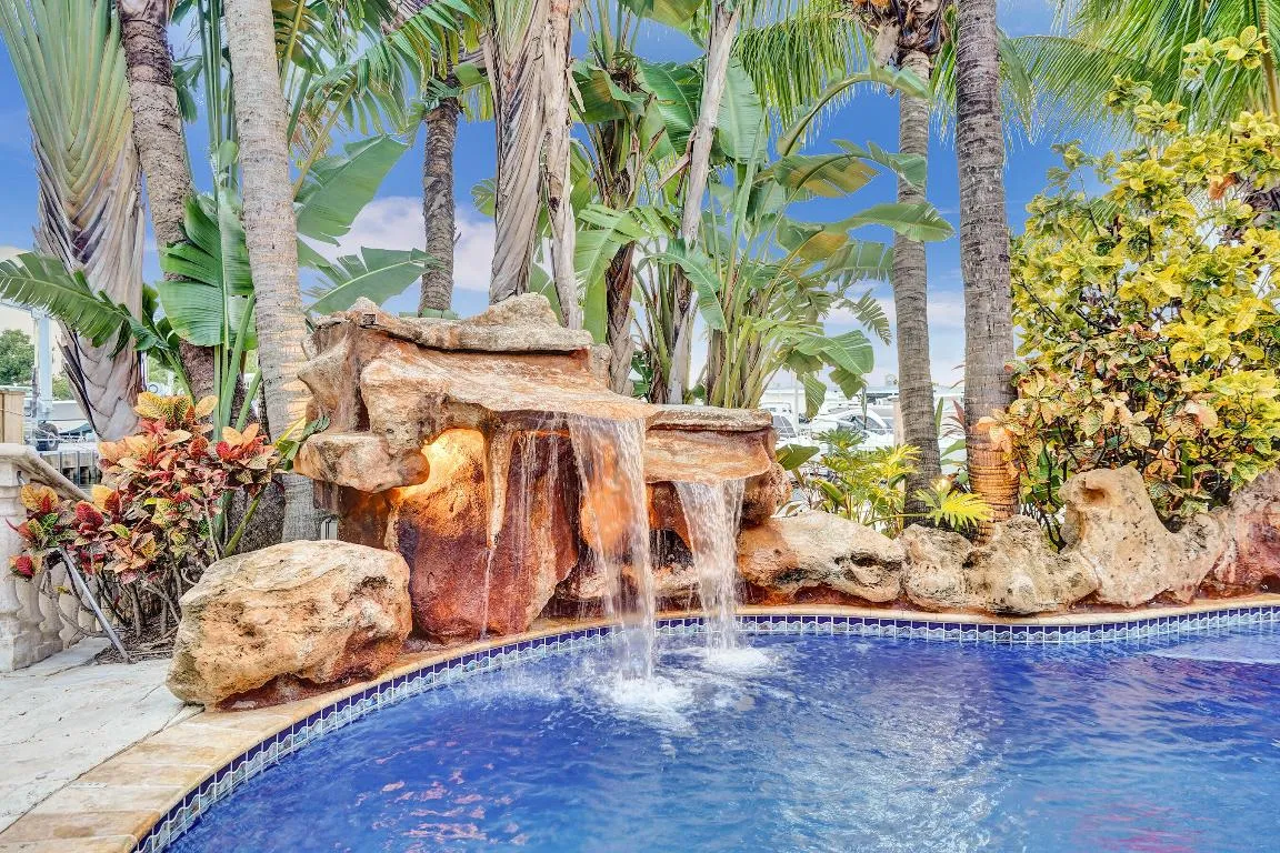 waterfall on pool
