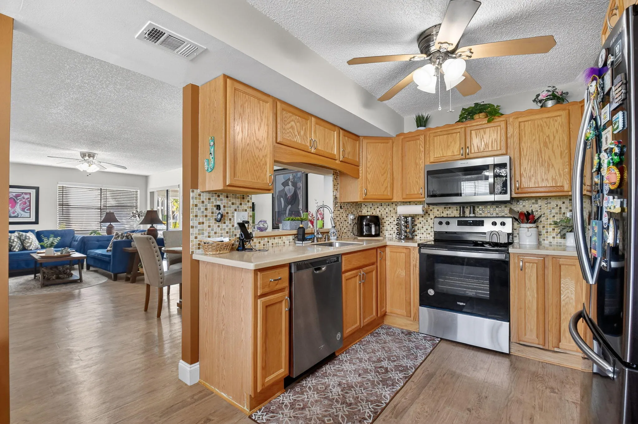 Kitchen is open to the living area. Great for entertaining.