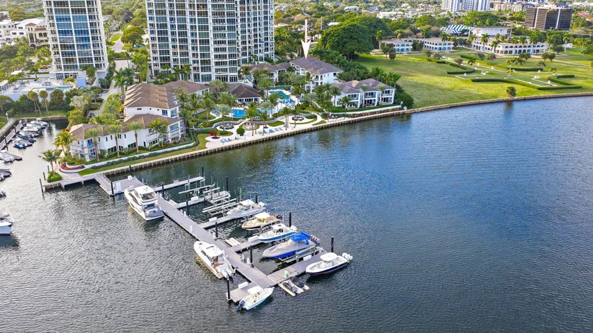 Aerial of Villas Amenities and Dock