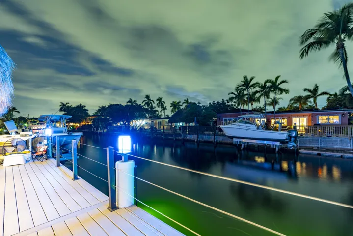 Notice the navigational lighting in the water