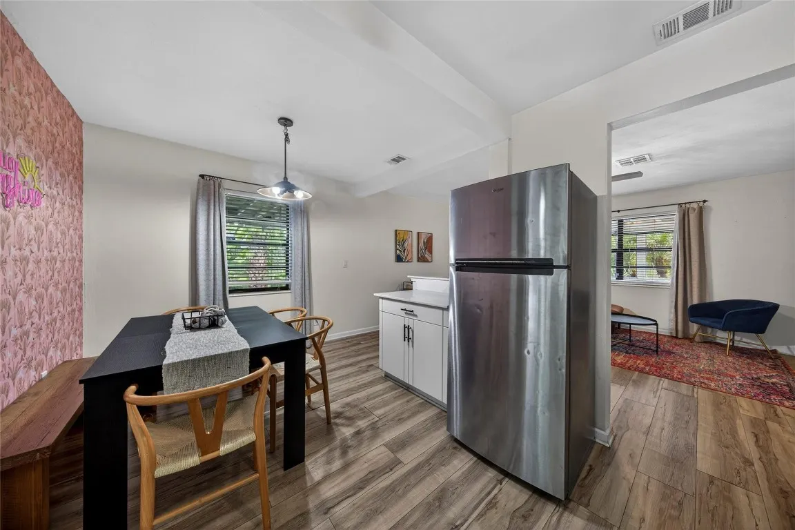 Open concept view onto living room