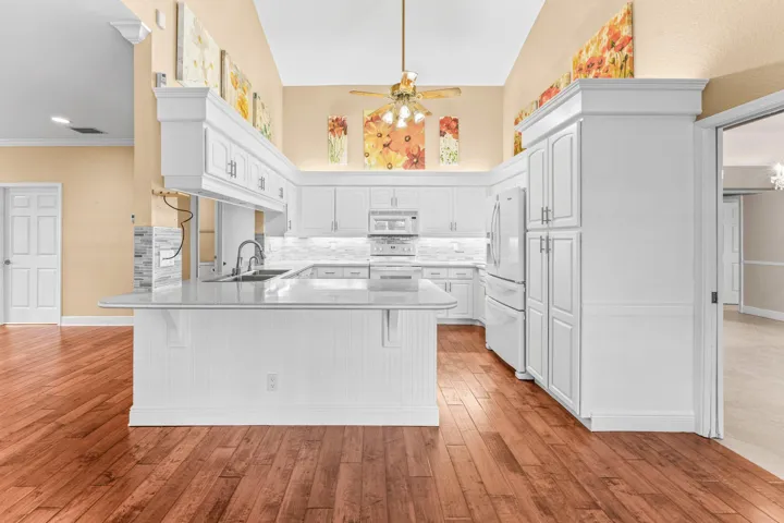 Spacious kitchen view from breakfast nook