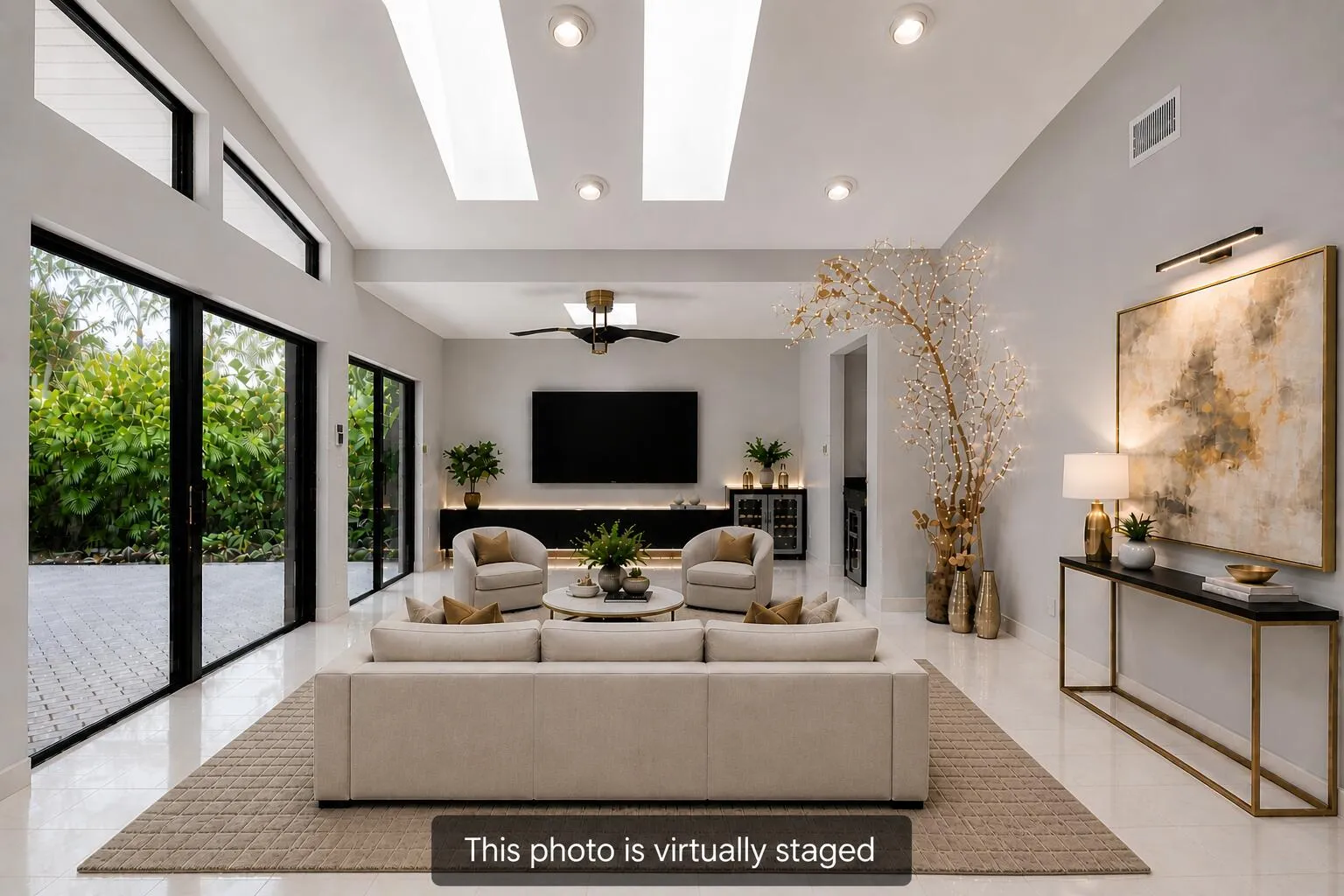 Virtually staged living room