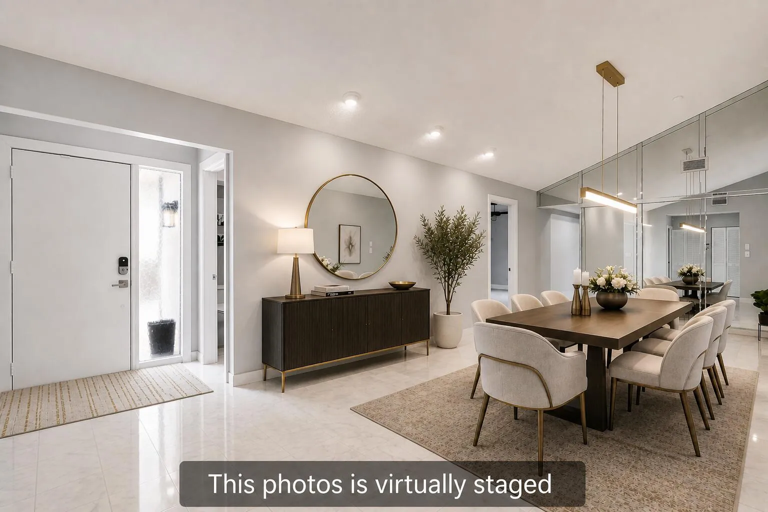 Virtually staged dining room