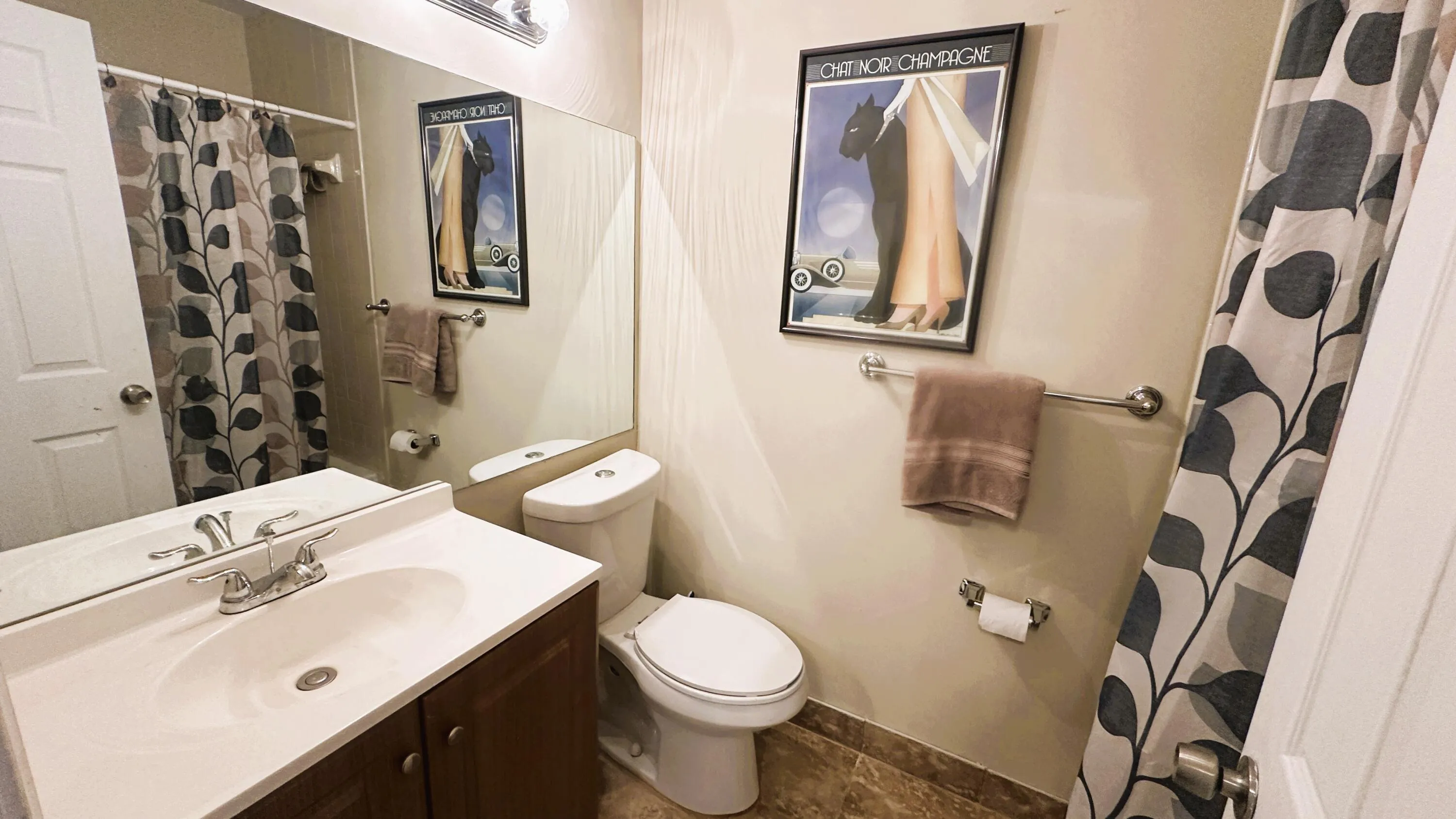 Boasts a tub/shower combo