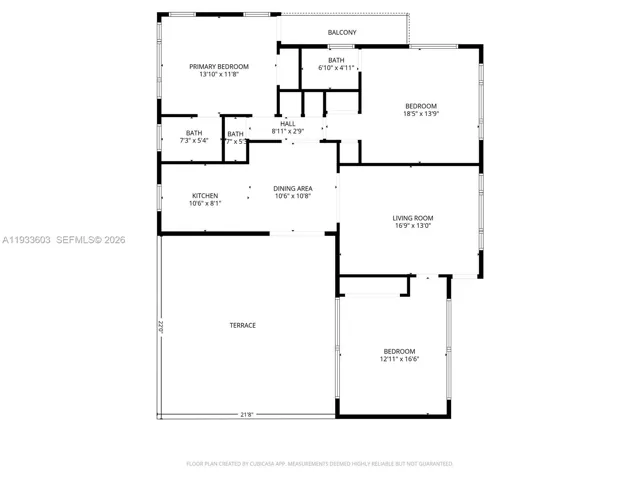 Spacious Floor Plan - 1,198 Sqft Living Area + over 500 Sqft with Two Outdoor Terraces