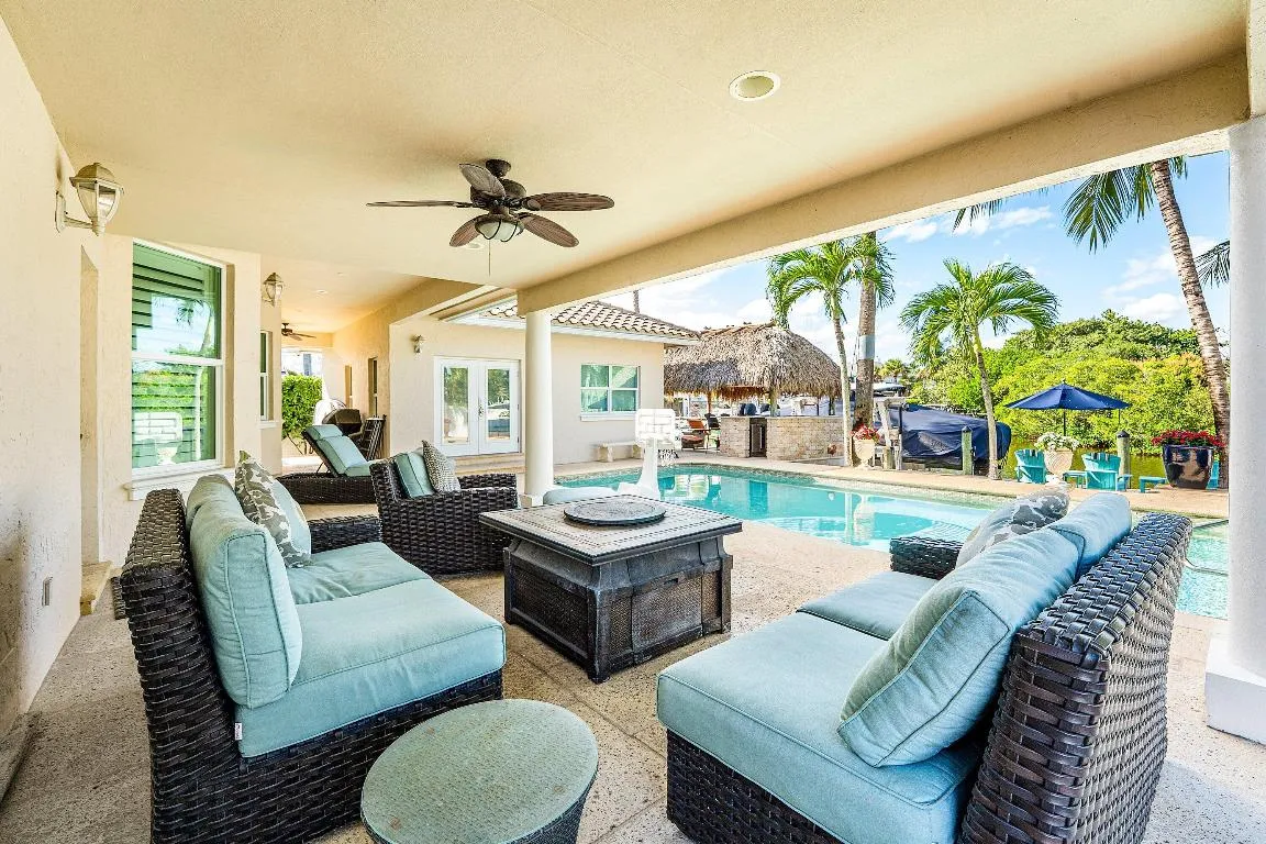 Covered Patio with Peaceful Water Views