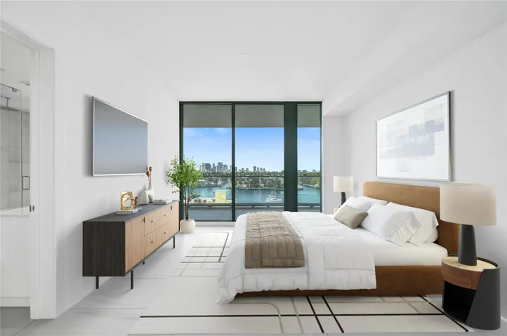 Virtually Staged Primary bedroom with city​​‌​​​​‌​​‌‌​‌‌​​​‌‌​‌​‌​‌​​​‌​​ views