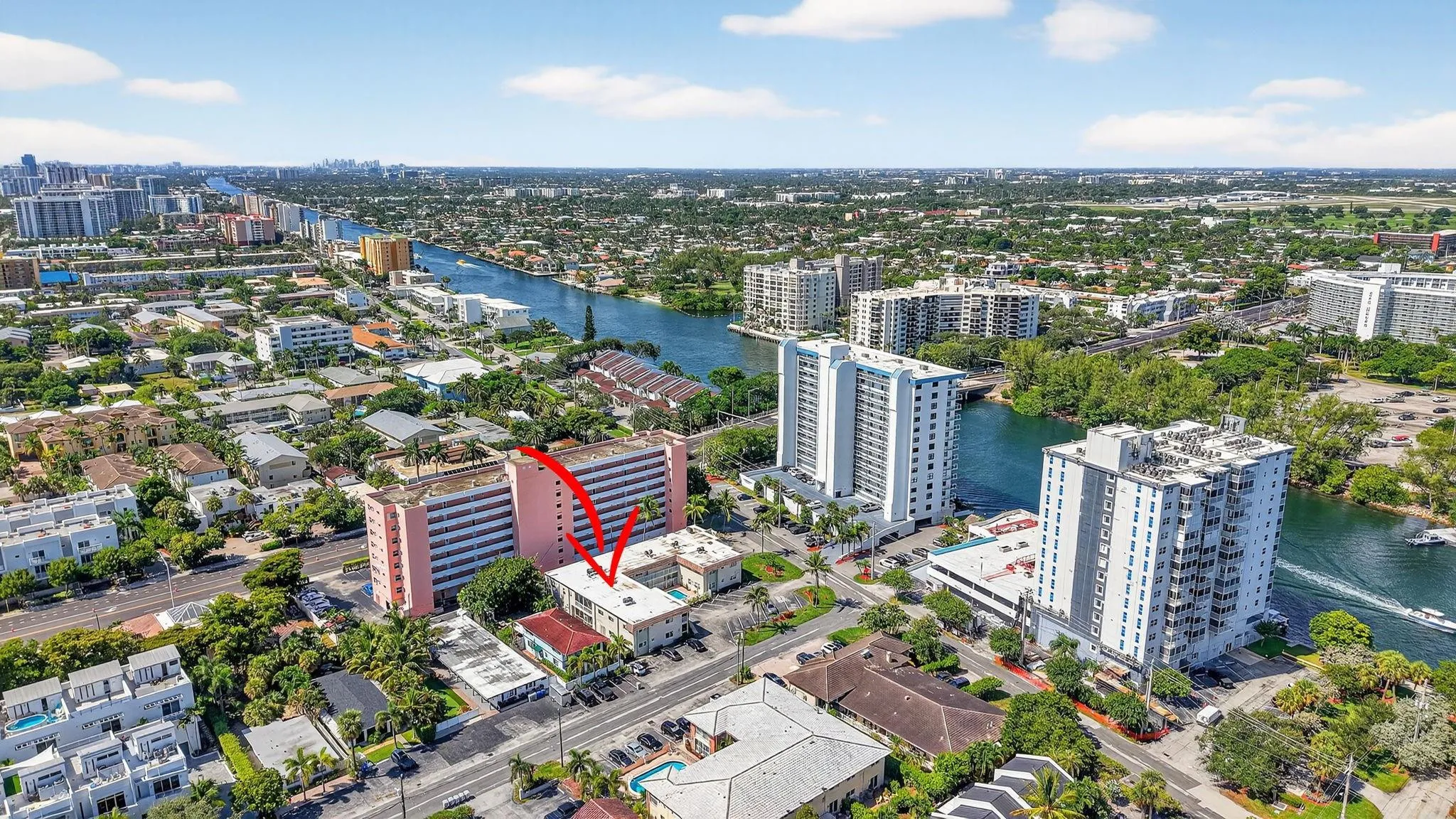 Aerial highlighting the prime location