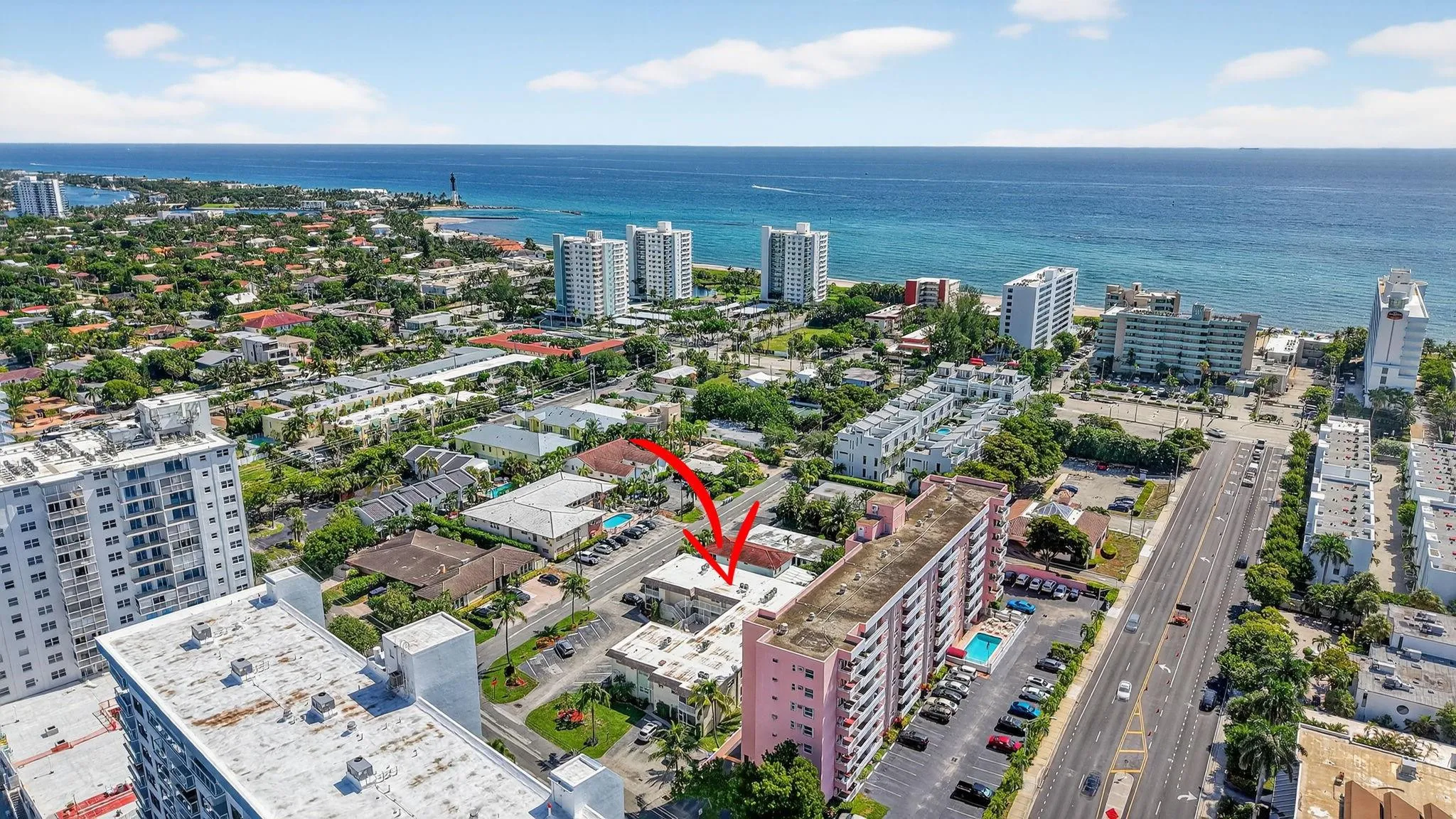 Aerial highlighting the prime location