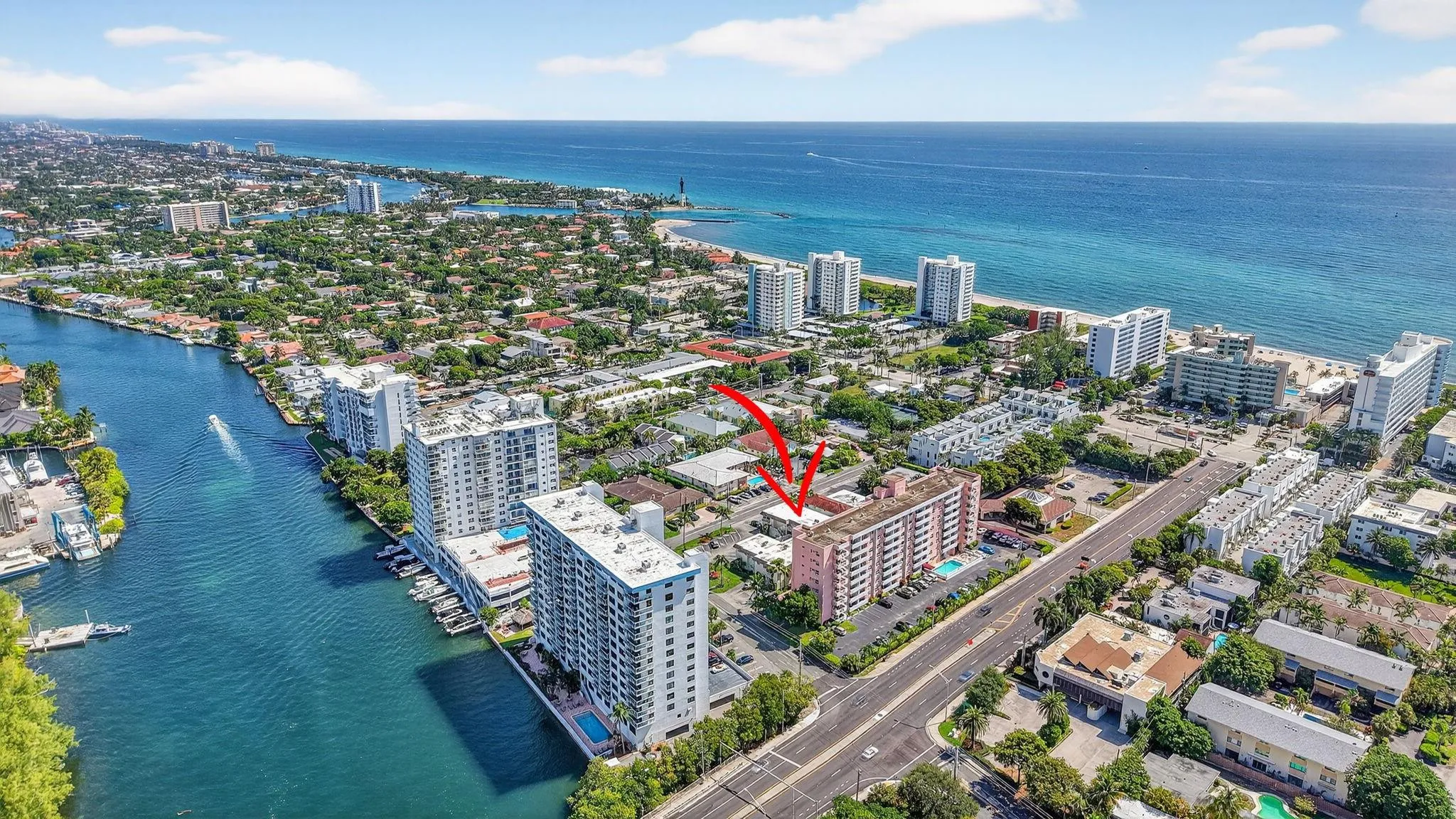 Aerial highlighting the prime location
