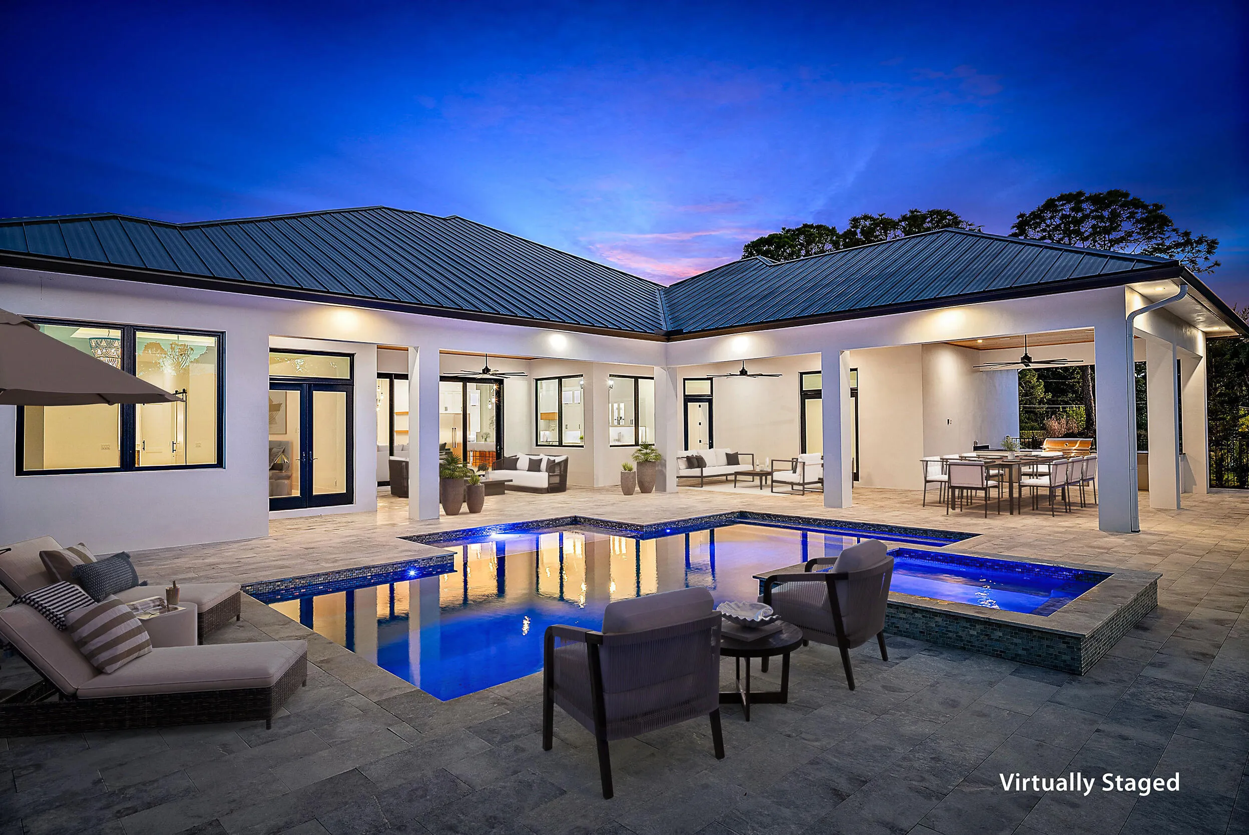 Large Open Air & Covered Marble Patio