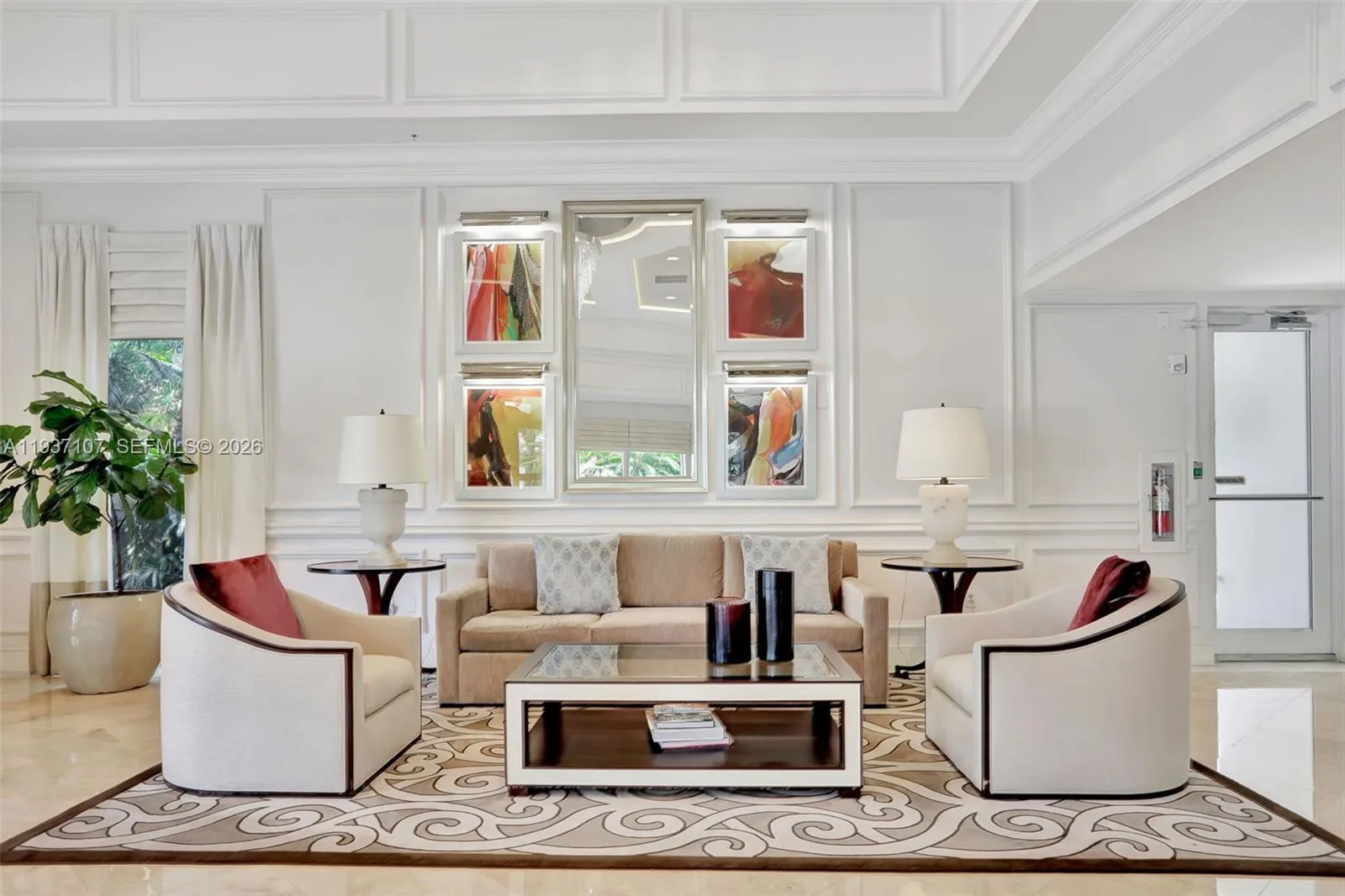 Beautifully updated lobby by Steven G. Interiors.