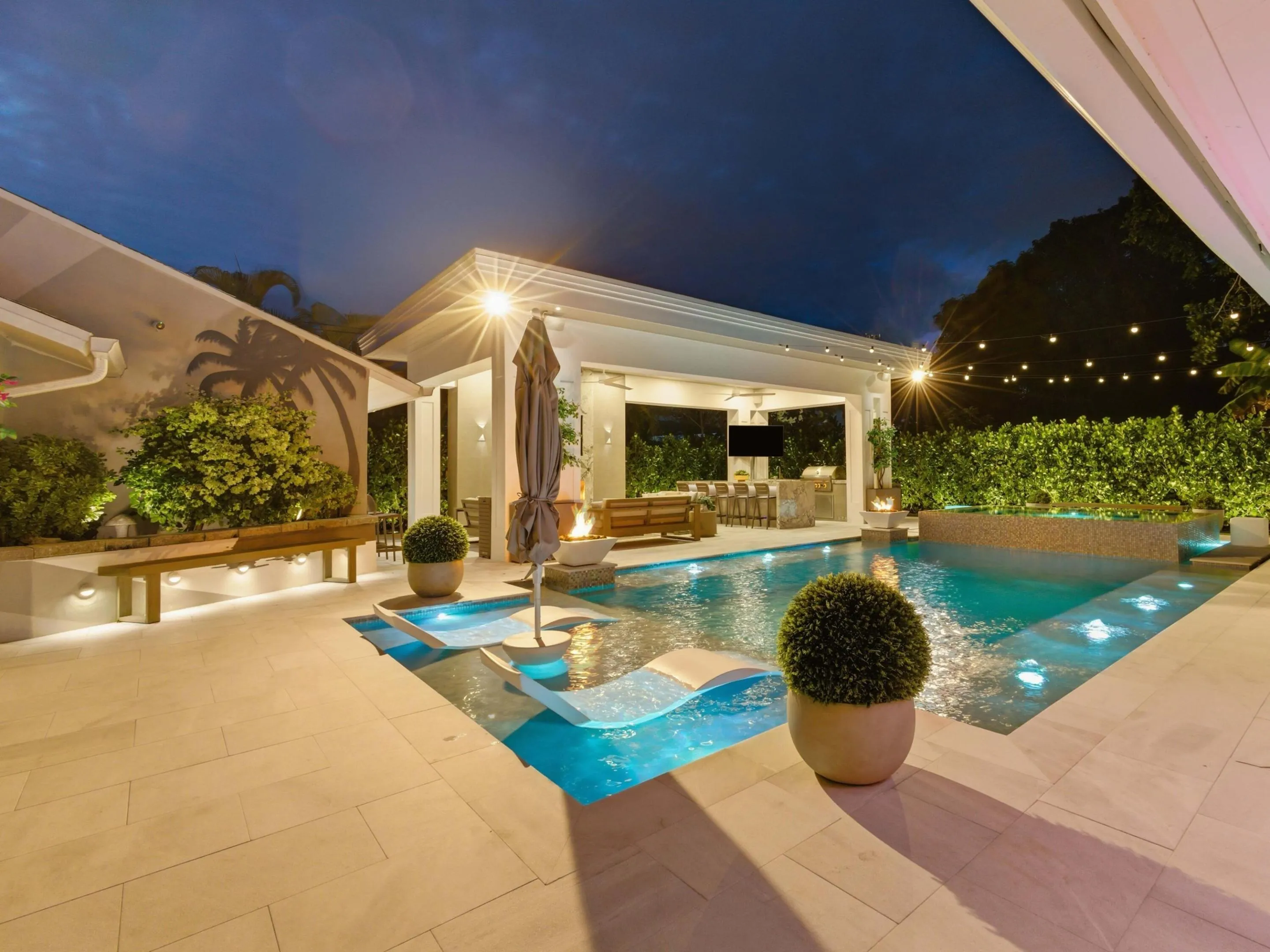 NIght Pool Gazebo