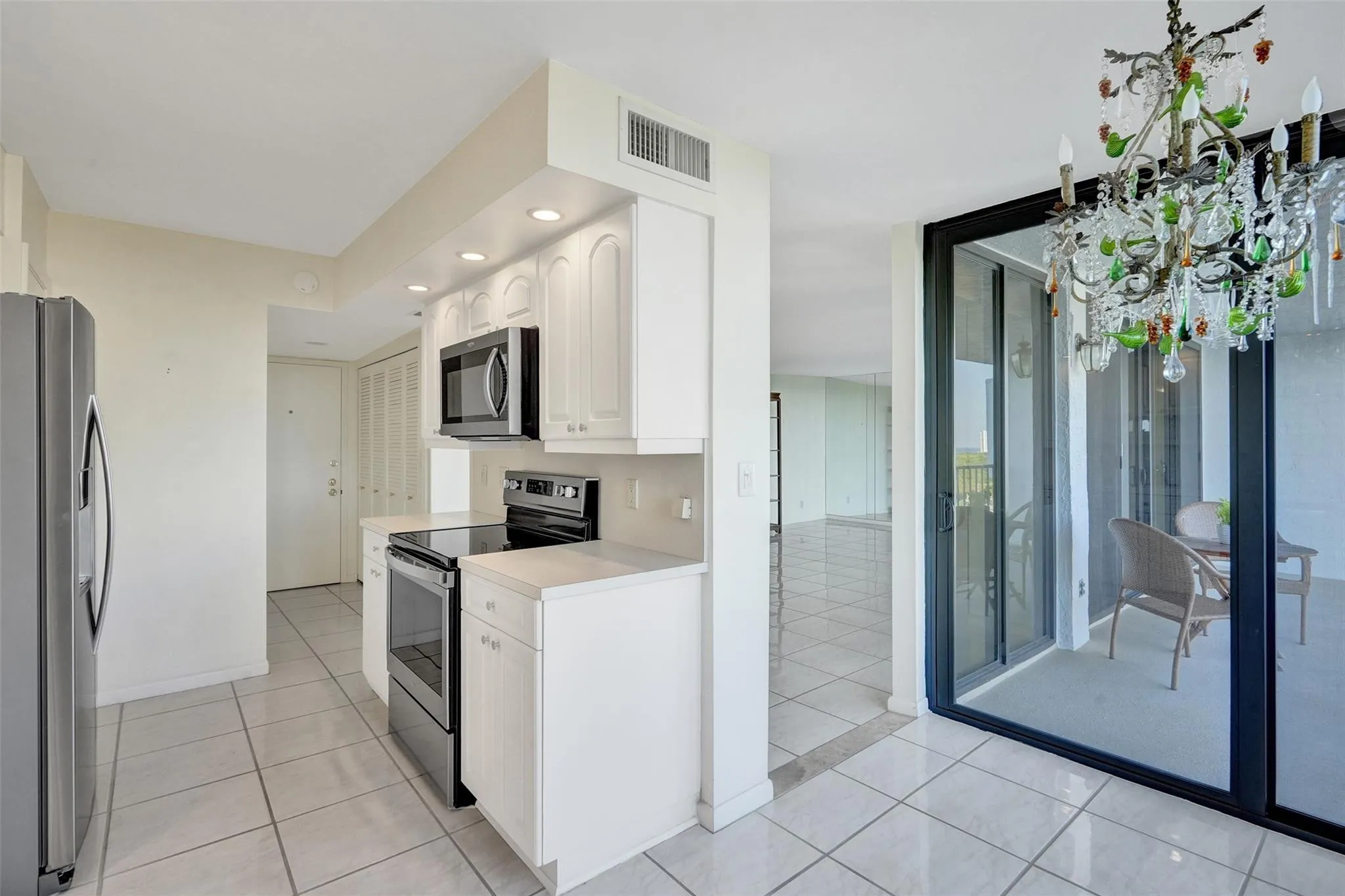 Slider opens to balcony from kitchen