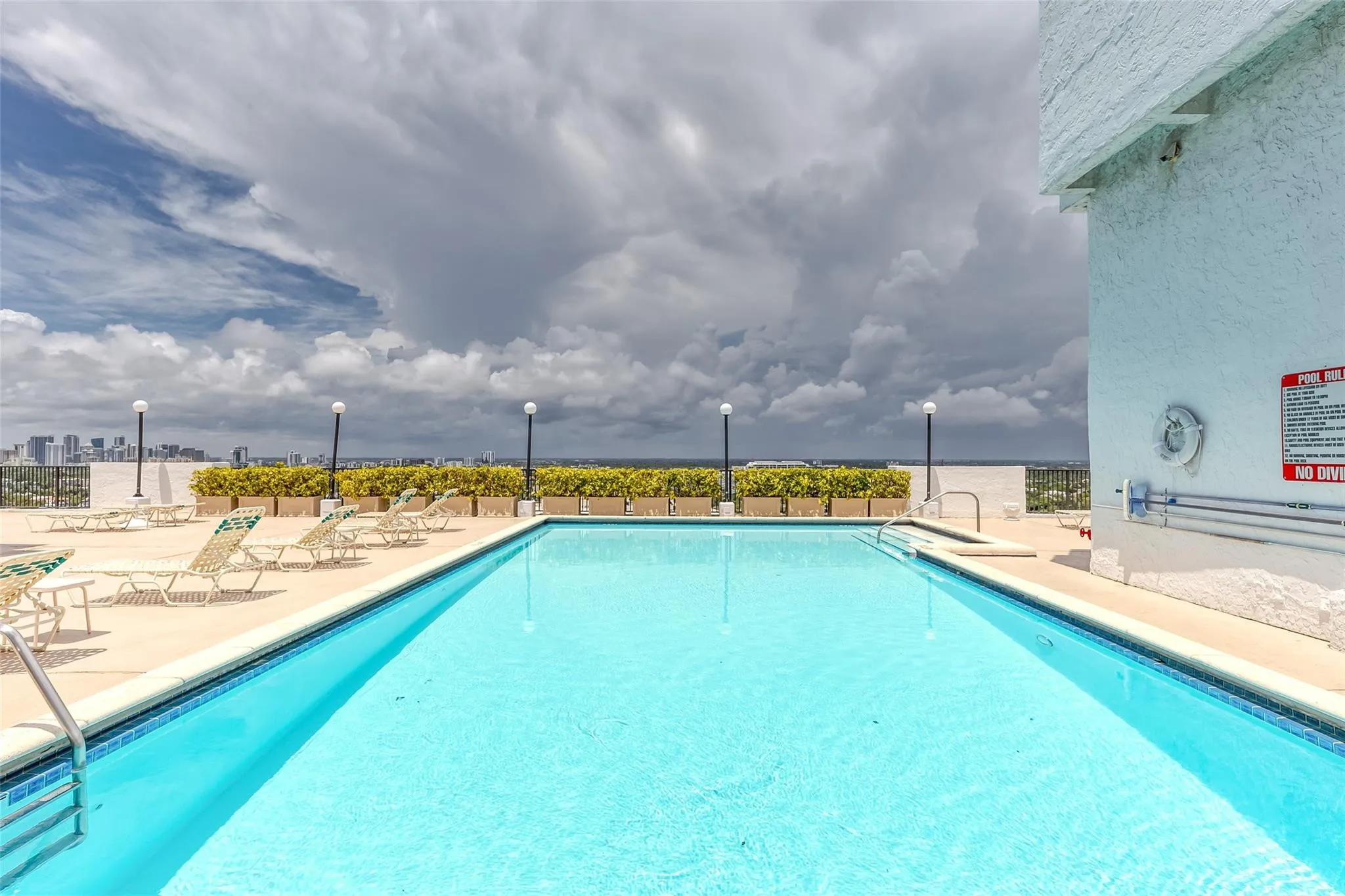 Rooftop pool is in its final stages of construction.
