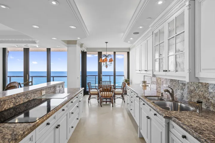 Ocean view from large kitchen