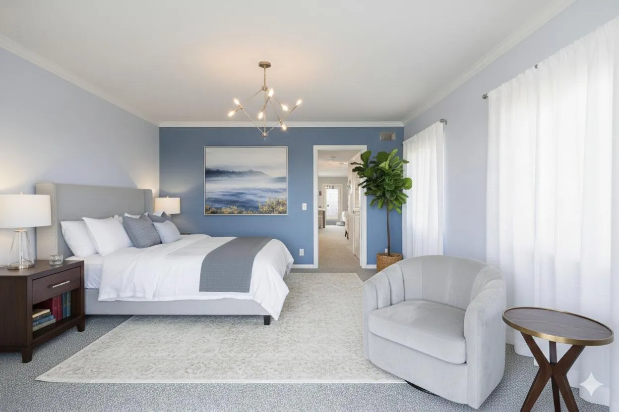 Virtually Staged Master Bedroom