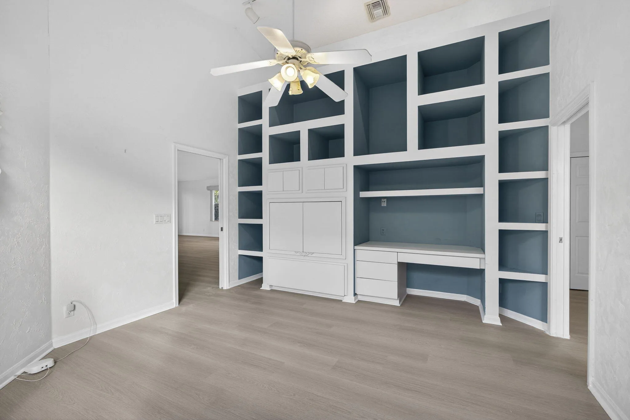 Built in shelves and storage