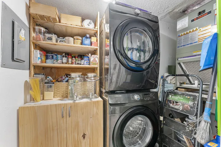 Pantry with Built in storage, Large Washer and Dryer