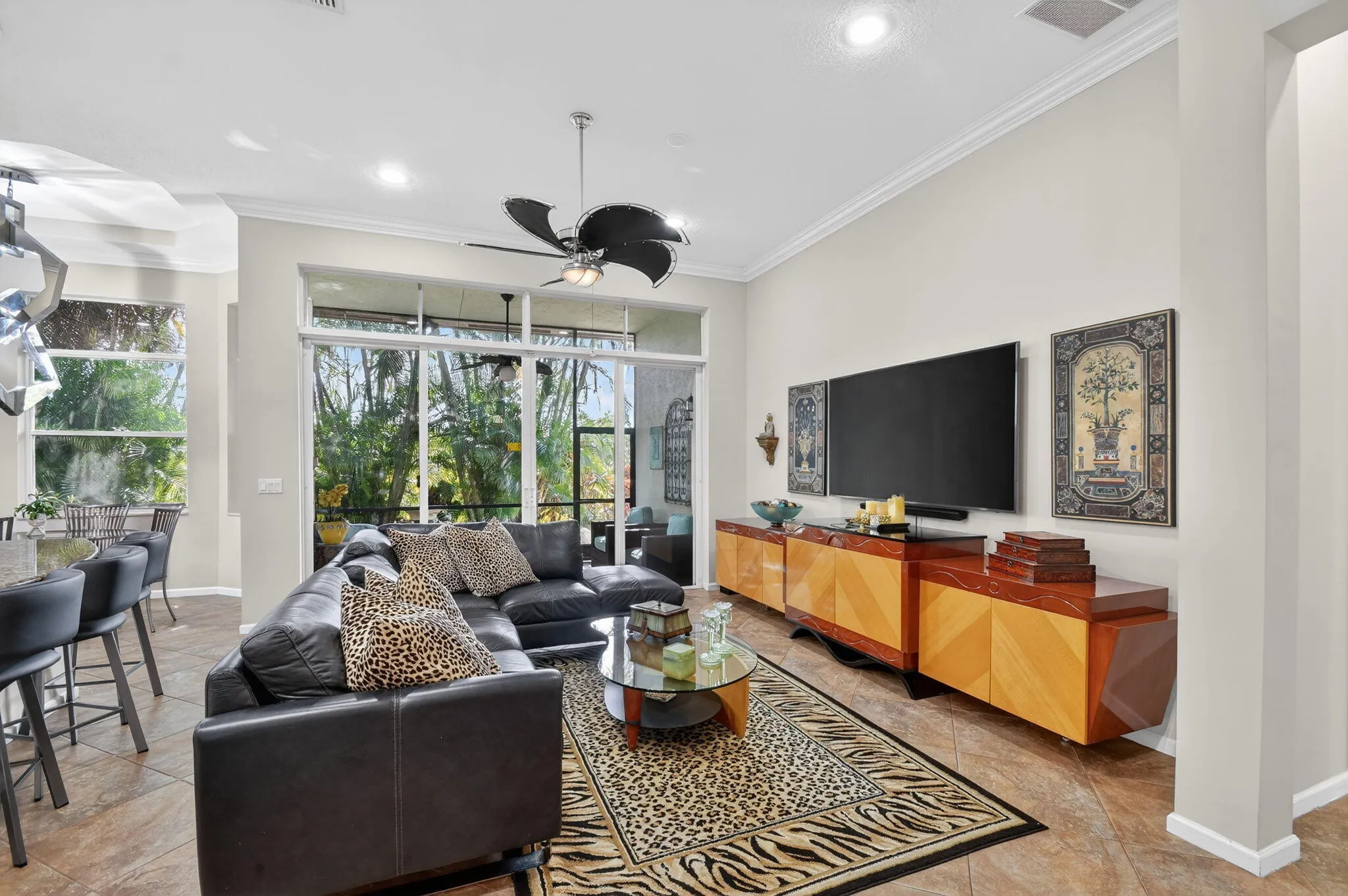 Family room with view to patio