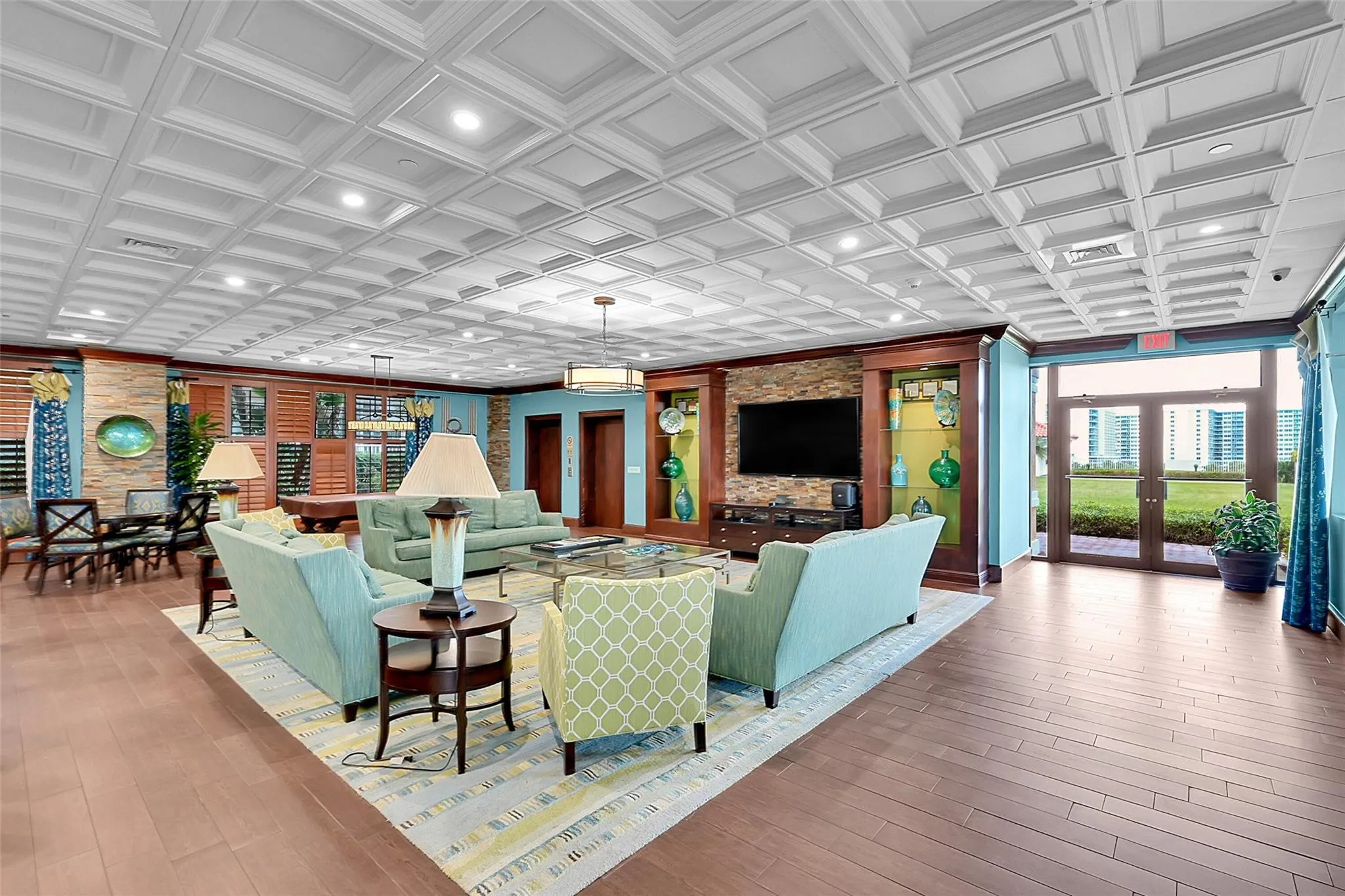 Beautifully appointed lobby welcomes residents and guests with comfort, style, and a warm first impression.