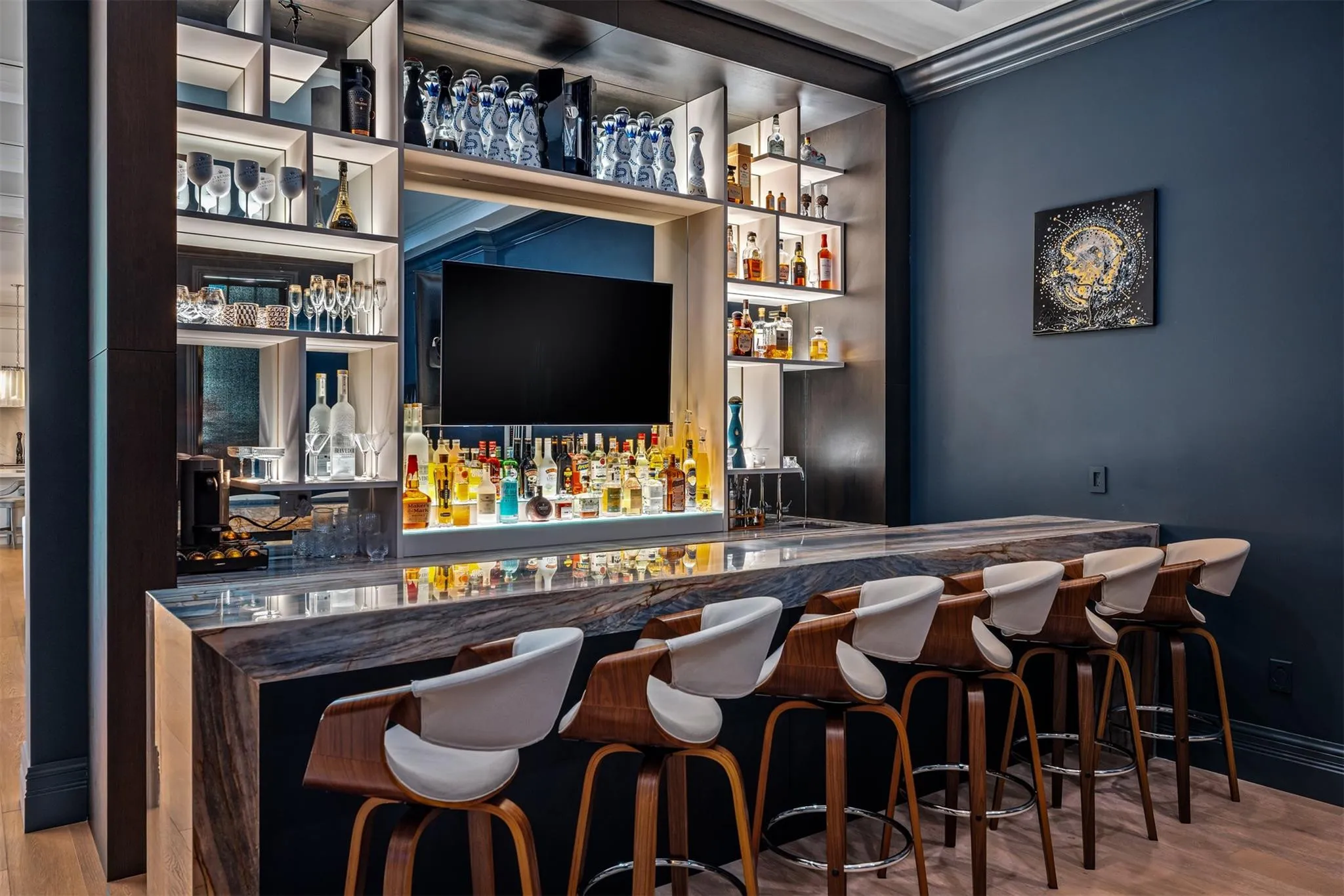 Luxury, illuminated bar. Perfect for a relaxing night in or entertaining.