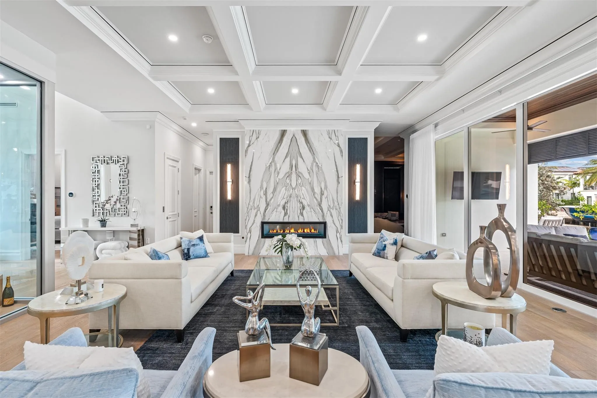 Main living room, great for relaxing nights by your gas, indoor fire place overlooking the water or for nights entertaining guests.