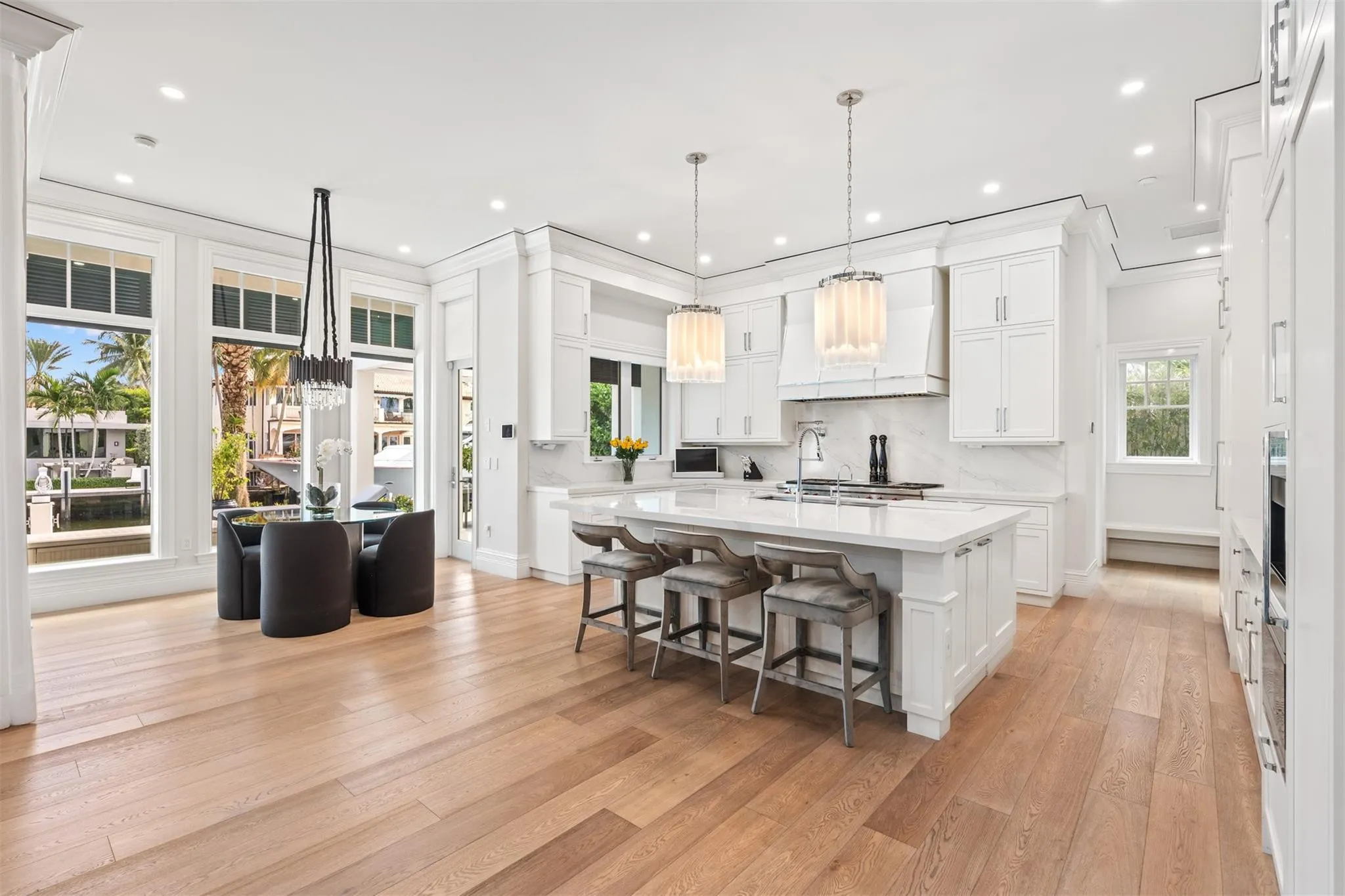 A chef's dream! Equipped with Sub-Zero and Wolf appliances. Overlook your main living space while eating and cooking.