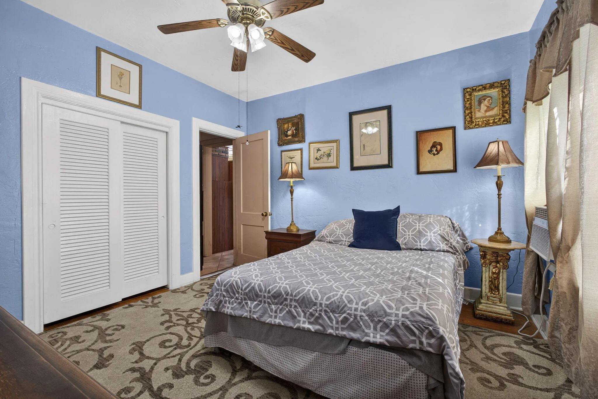 This bedroom is one of two downstairs.