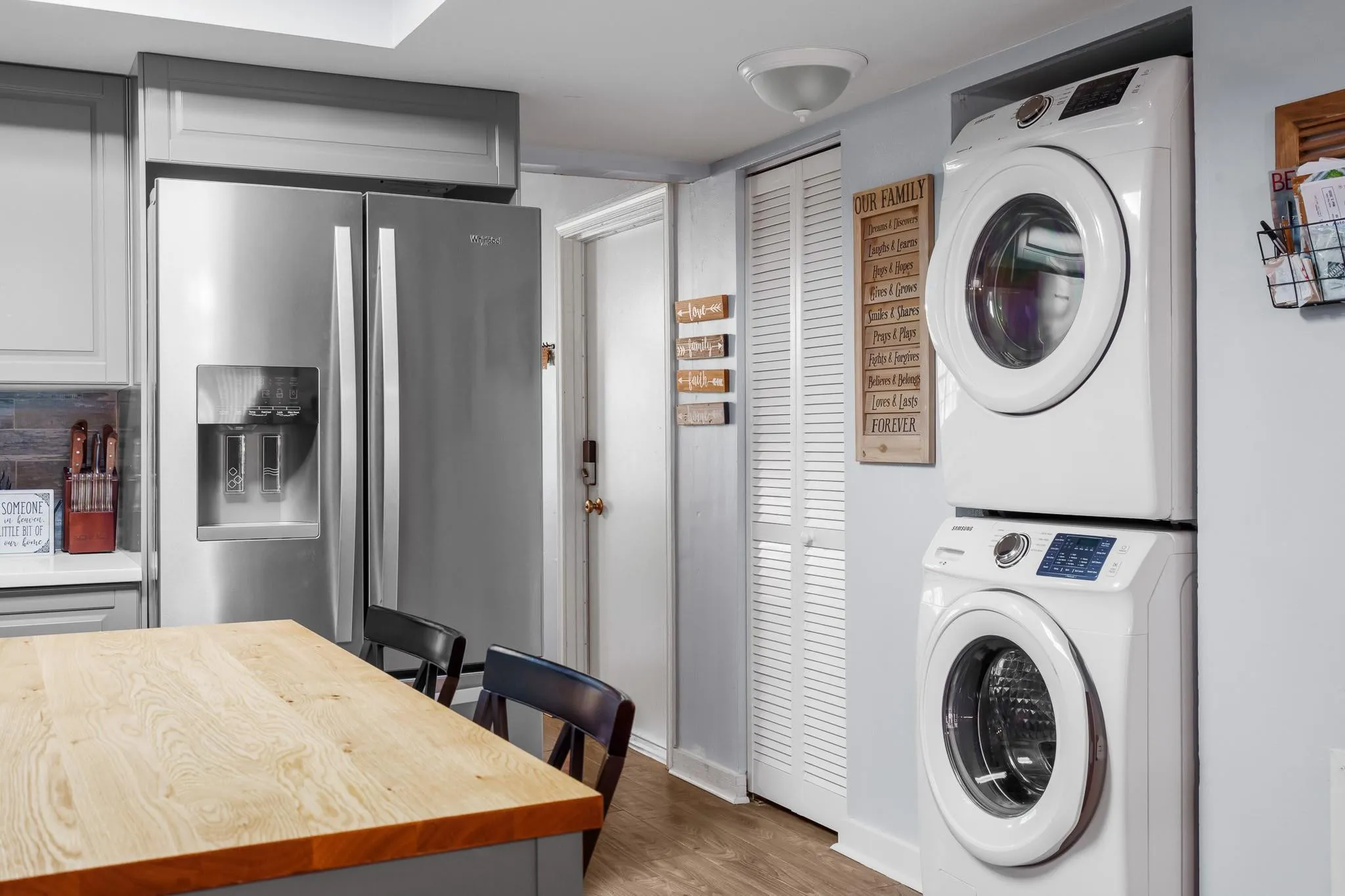 Washer and dryer in the kitchen
