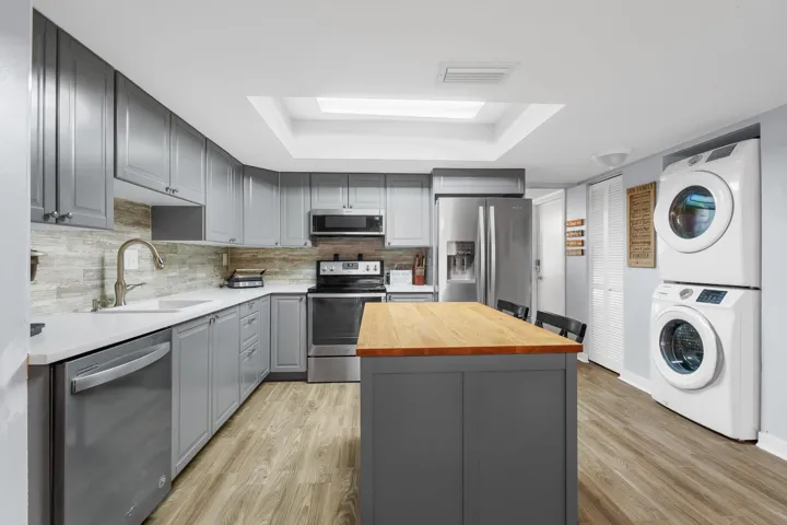 Beautifully remodeled kitchen with stainless steel appliances
