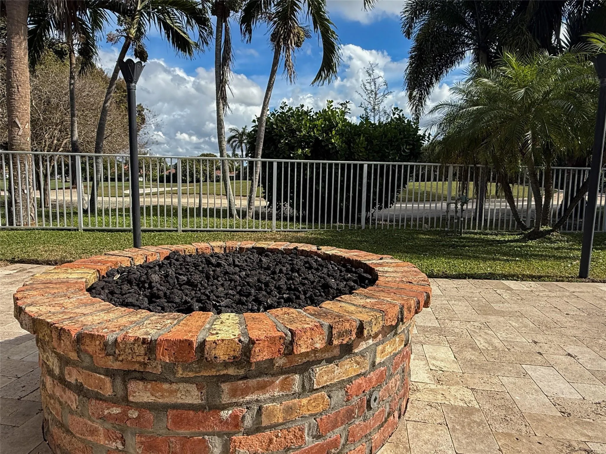 Firepit with view of the 17th green