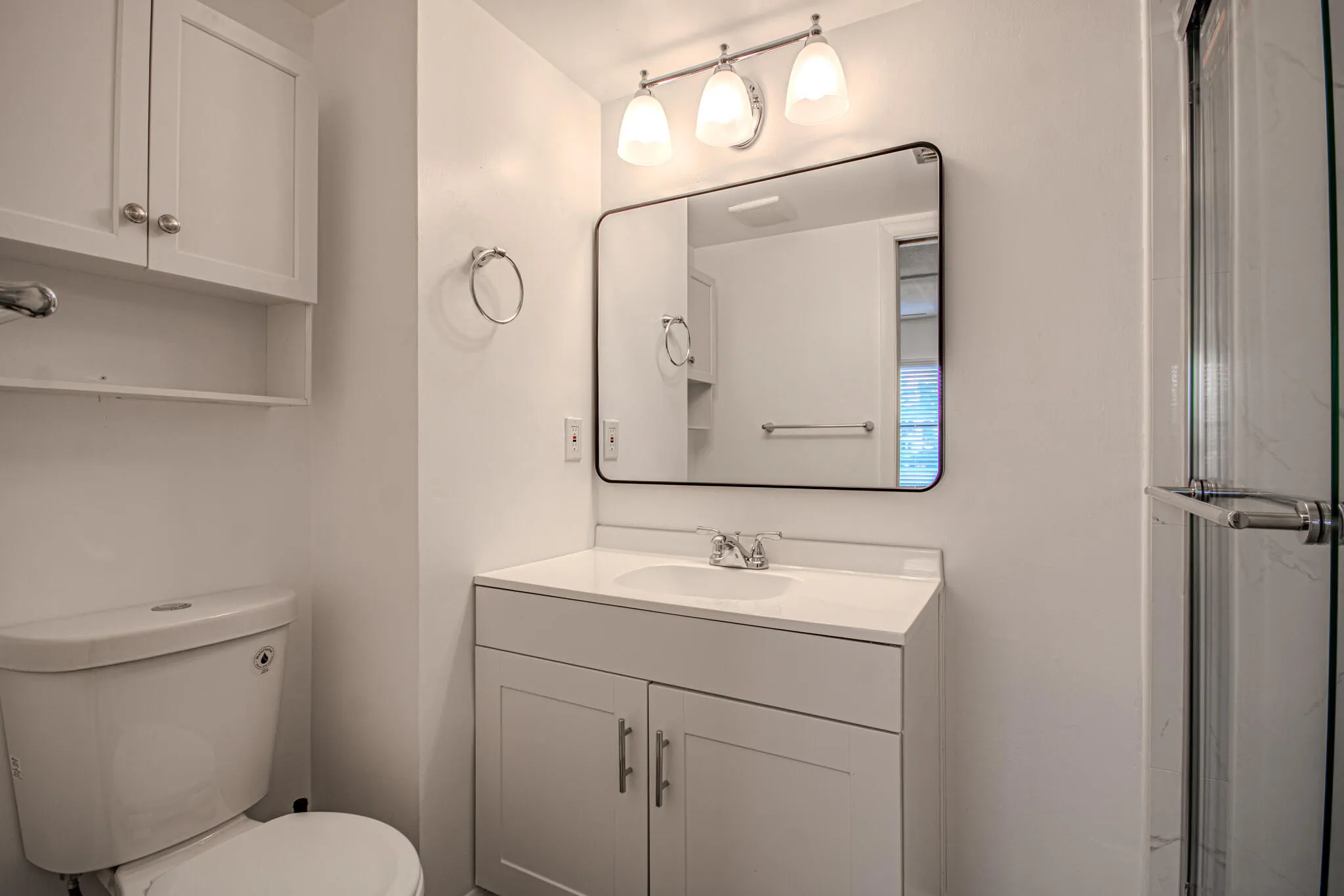 Master Bathroom Shower and floors completely Redone with Modern Tiles, light fixtures mirror