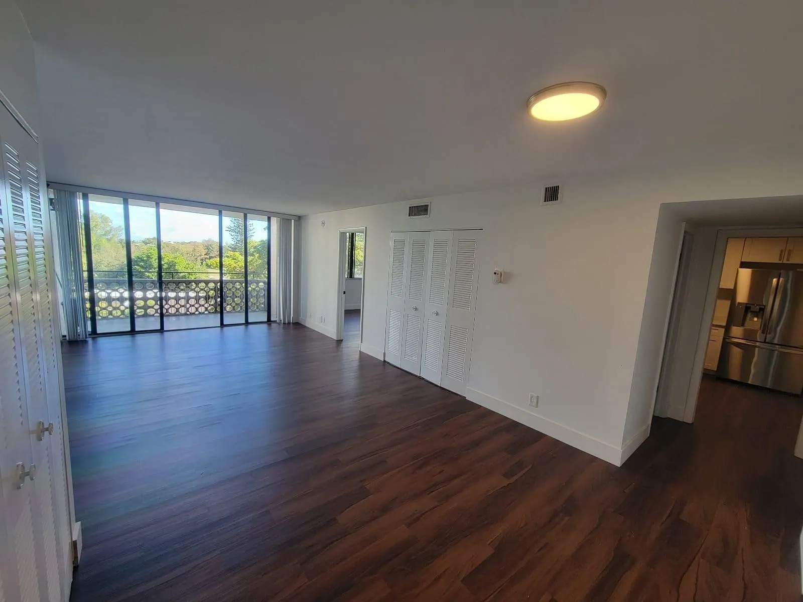 Living room & dining room, master door and kitchen
